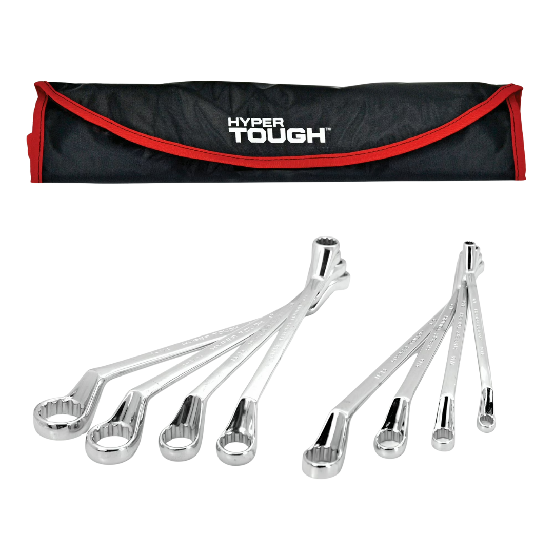 8-Piece Hyper Tough SAE Deep Offset Ring Wrench Set