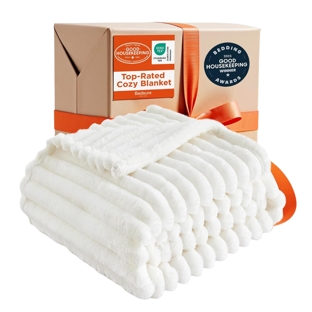 Bedsure 50" x 60" Super Soft Cozy White Throw Blanket