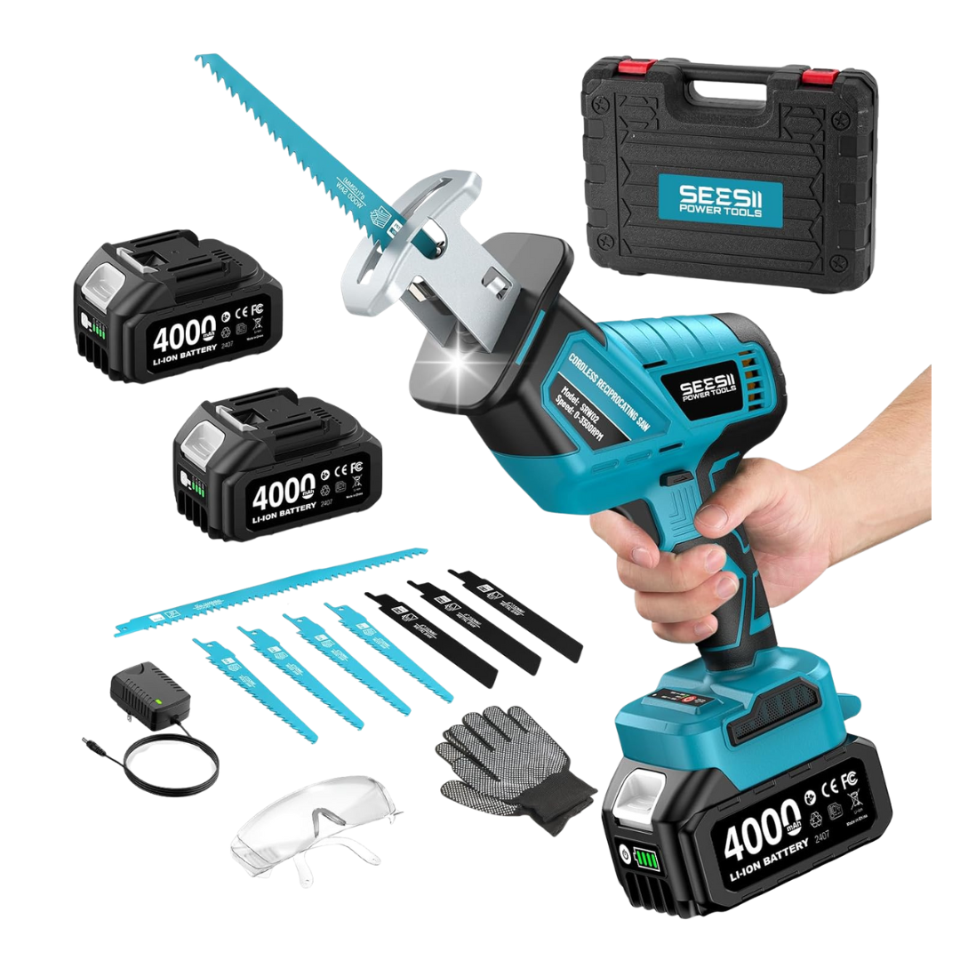 SEESII Cordless Brushless Reciprocating Saw W/ 2 Batteries & Charger