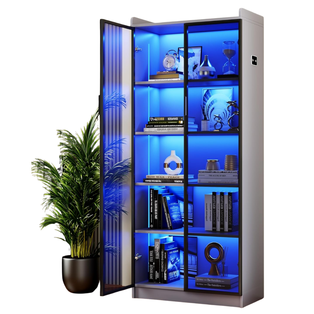 Dystler 65" Tall Display Cabinet With Doors