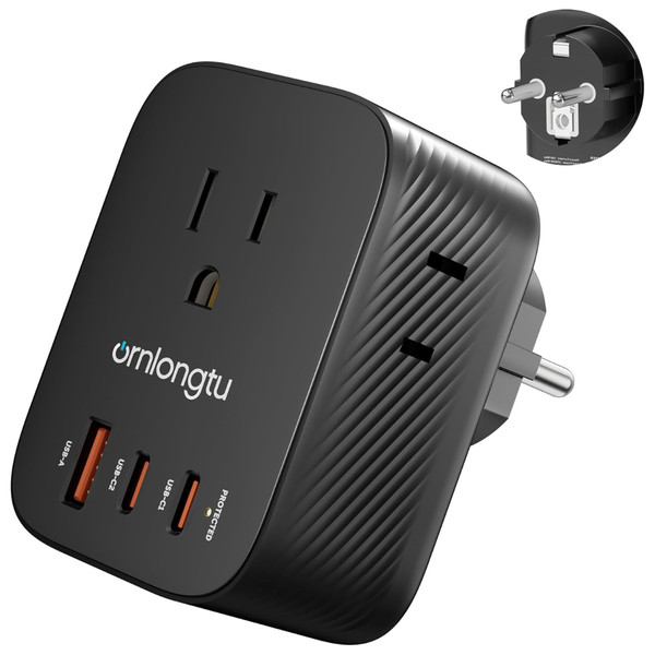 20W USB-C & 3 AC Outlets European Travel Plug Adapter