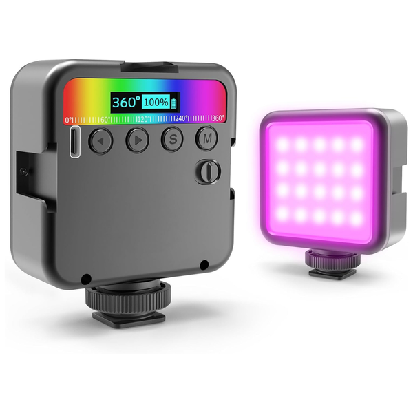 Altson Magnetic RGB LED Camera Light w/ 3 Cold Shoe Mounts