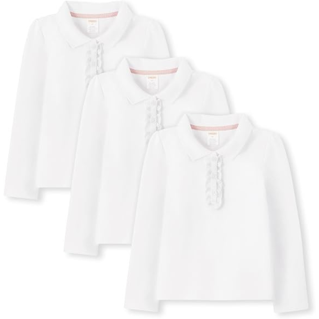 3-Pack Gymboree,Girls,and Toddler Long Sleeve Ruffle Polo Shirt