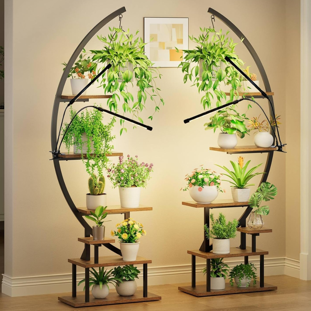 2-Pack Greenstell 7-Tier Plant Stand with Grow Light
