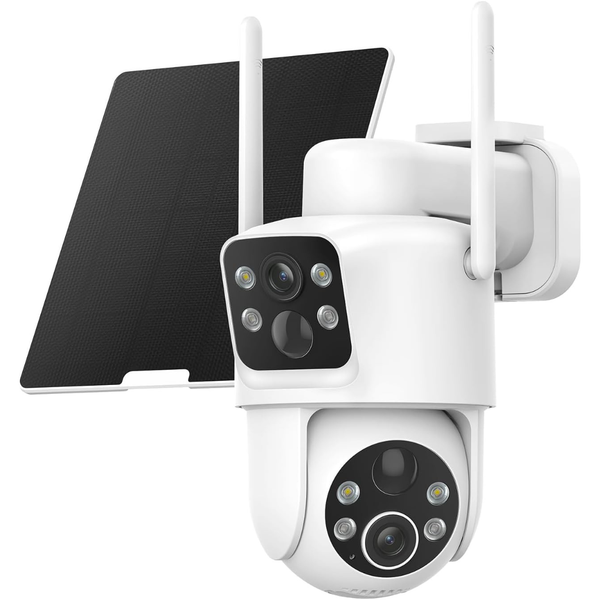 Tkenpro Wireless Outdoor 2K Dual Lens Solar Security Camera