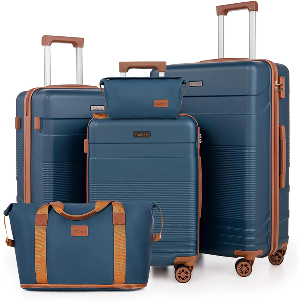 5-Piece Cobens Lightweight Hardshell ABS Luggage Set with Wheels