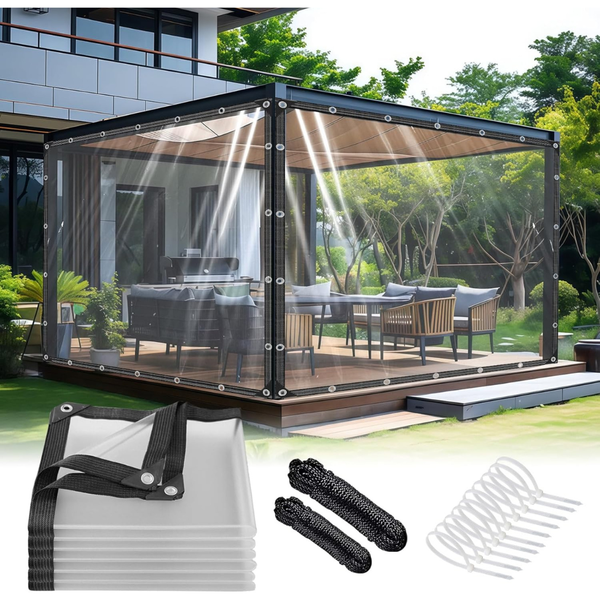 8FT x 10FT Thickened Tear Resistant Reinforced Clear Tarp