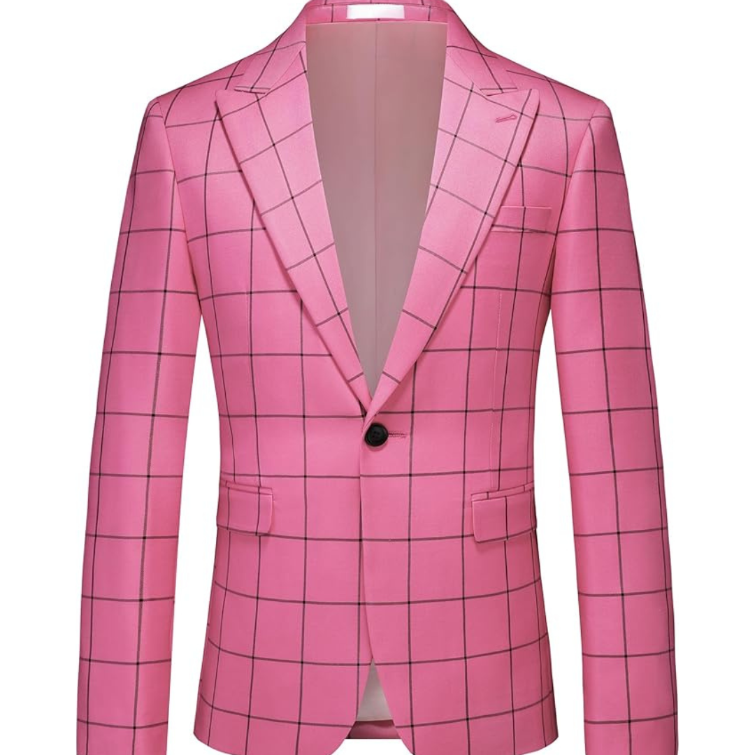 Men's Casual Lightweight Checkered Plaid Sport Coat