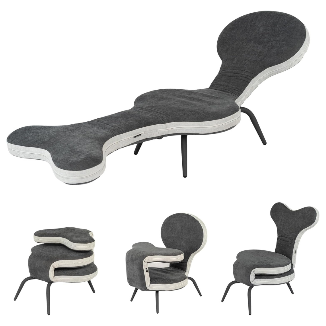 3-in-1 Mermaid Convertible Folding Chaise Lounge Sofa Bed