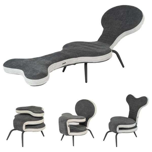 3-in-1 Mermaid Convertible Folding Chaise Lounge Sofa Bed