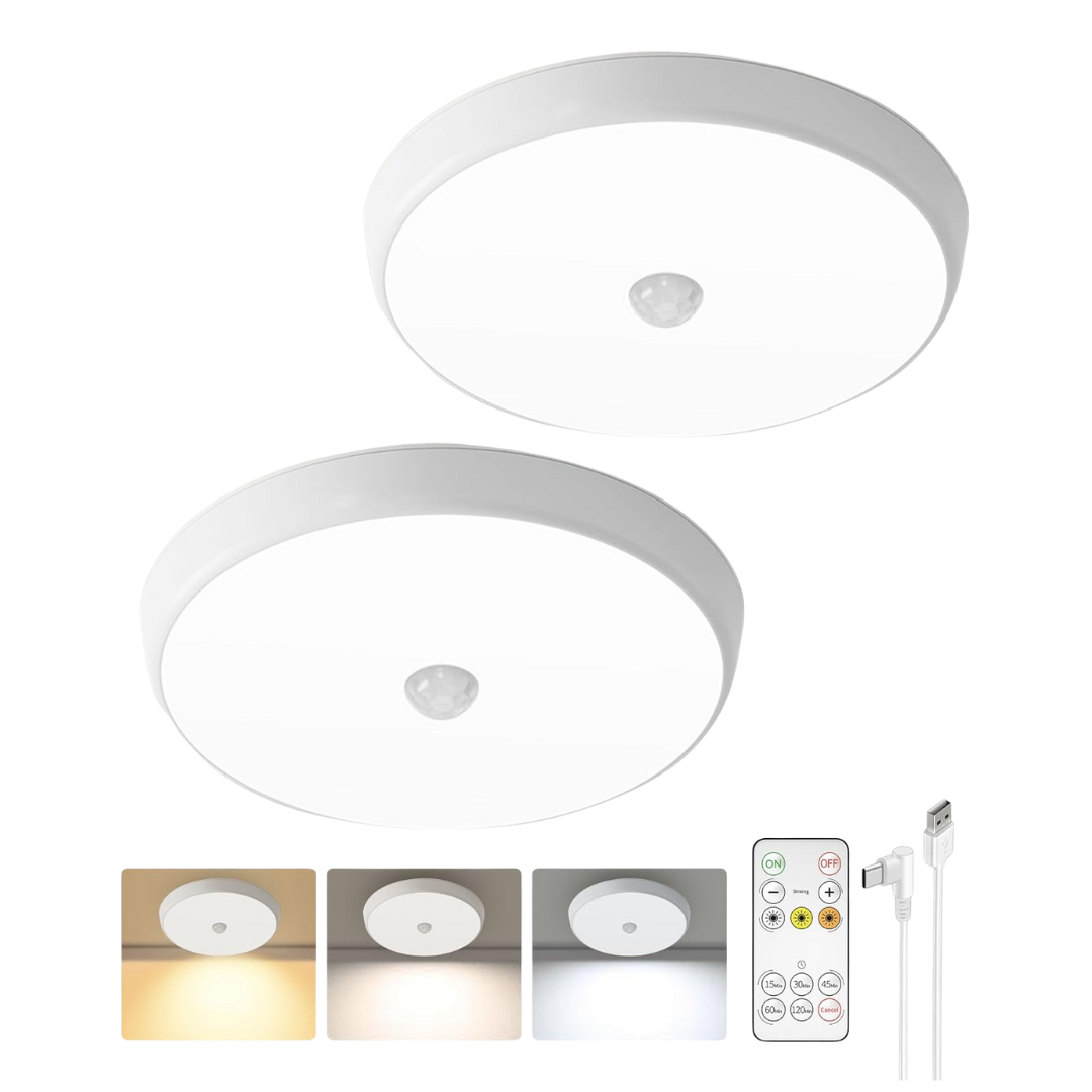 2-Pack EZVALO 10000mAh Motion Sensor Dimmable Light W/ Remote
