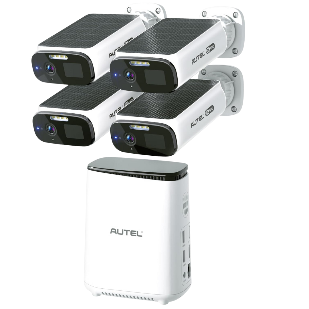 4-Pack Autel 2K Solar Security Cameras W/ Local Storage Hub