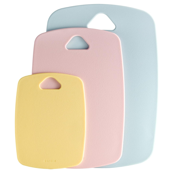 3-Piece Carote Plastic Cutting Board Set W/ Easy-Grip Handles