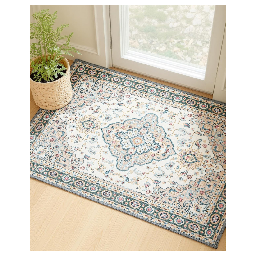 Minidear 2' x 3' Washable Non Slip Vintage Area Rugs