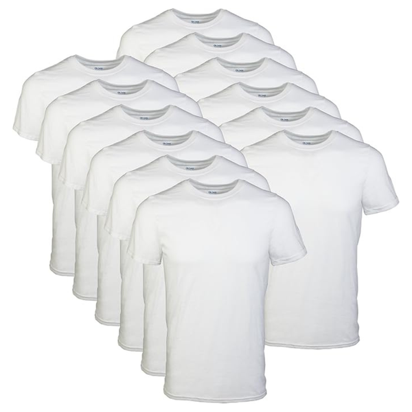 12-Pack Gildan Men's Style G1100 Crew T-Shirts (Small, White)