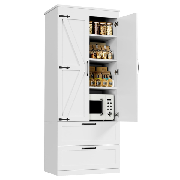 71" 4-Tier Kitchen Pantry Cabinet With Barn Doors (2 Colors)
