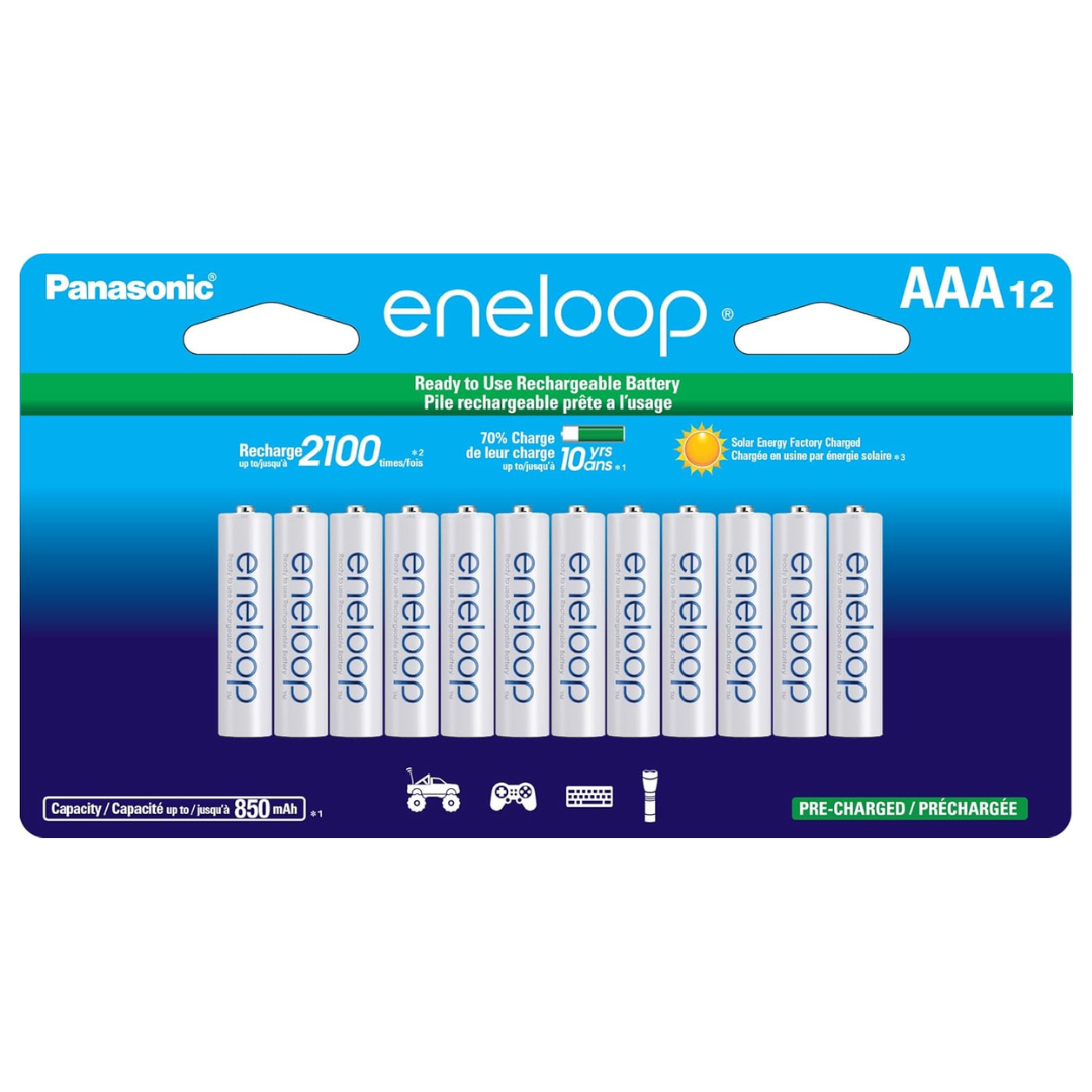 12-Pack Panasonic Eneloop AAA 850mAh Ni-MH Rechargeable Batteries