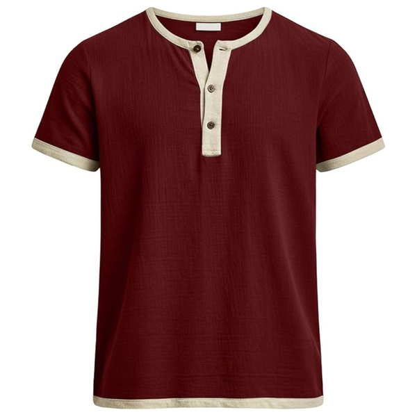 Men's Short Sleeve Casual Crewneck Button Sports T-Shirts