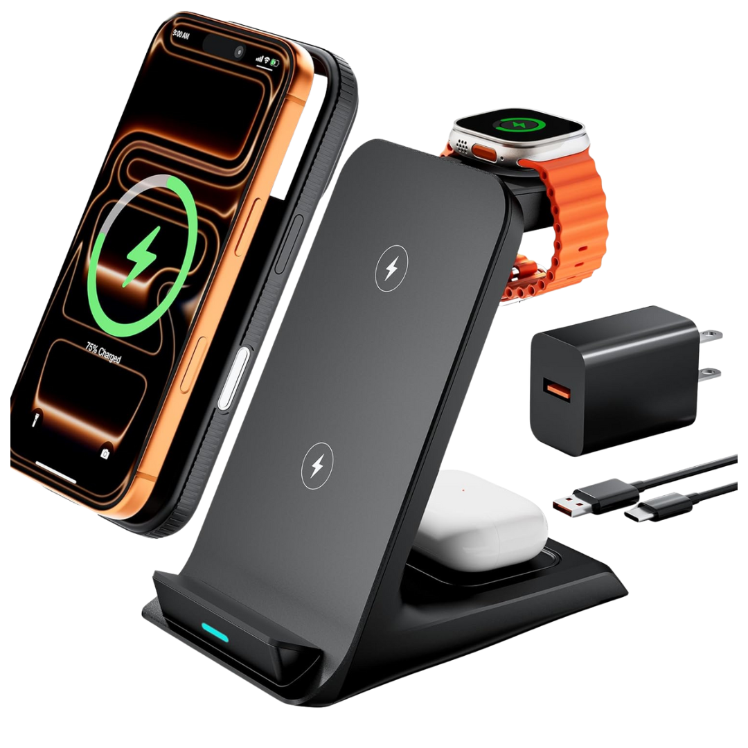 3-in-1 Heavy Duty Wireless Charger For Thick Cases