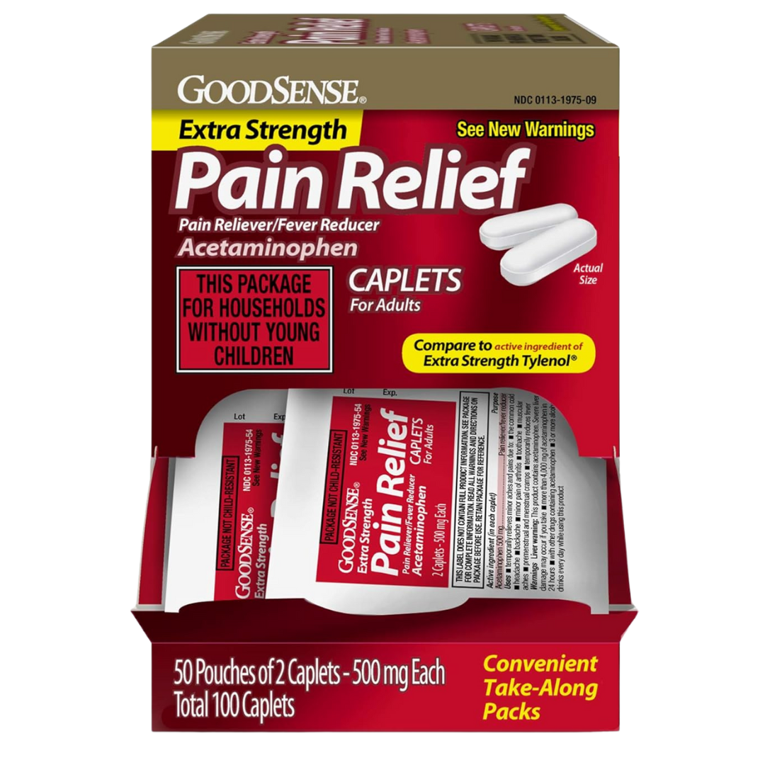100-Count GoodSense Extra Strength Acetaminophen 500 mg Caplets