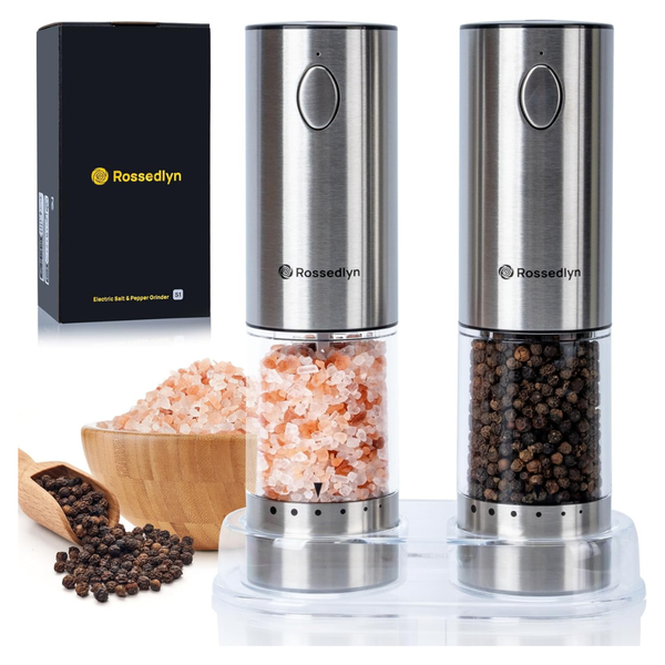 Rechargeable Electric Salt & Pepper Grinder W/ 6 Adjustable Coarseness & LED