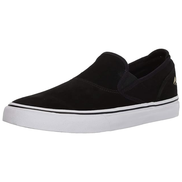 Emerica Mens Wino G6 Slip-On Black White Gold Shoes