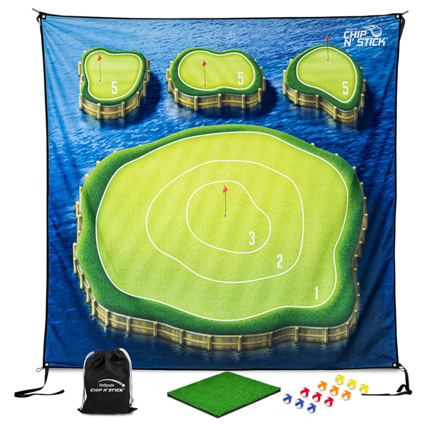 6.5' x 6.5' GoSports Chip N' Stick Islands W/ Chipping Mat & 12 Golf Balls
