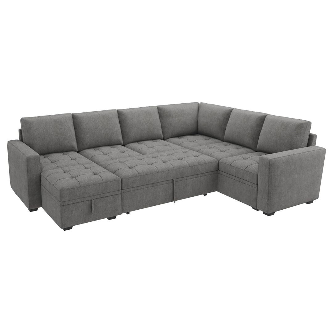 HONBAY Modular Sectional Sofa With Pull-Out Bed & Storage