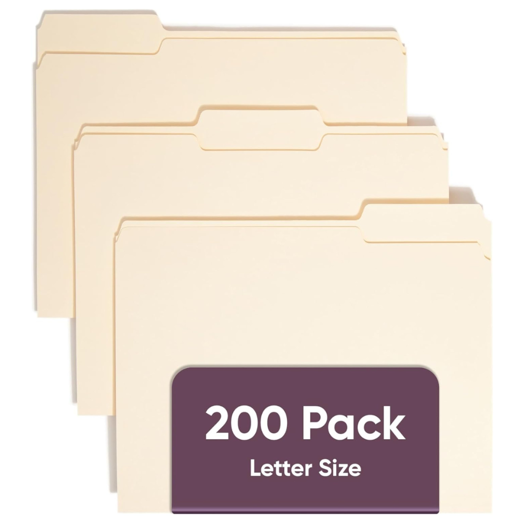Smead File Folders Letter Sized, 1/3-Cut Tab, Assorted Positions, Letter Size Manila Folders (200 Per Box)