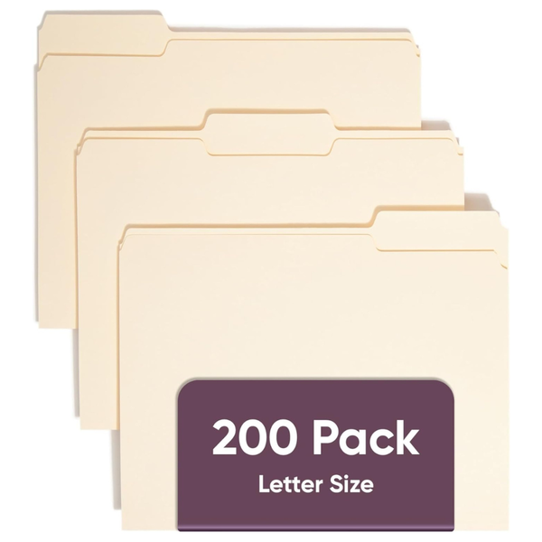 Smead File Folders Letter Sized, 1/3-Cut Tab, Assorted Positions, Letter Size Manila Folders (200 Per Box)