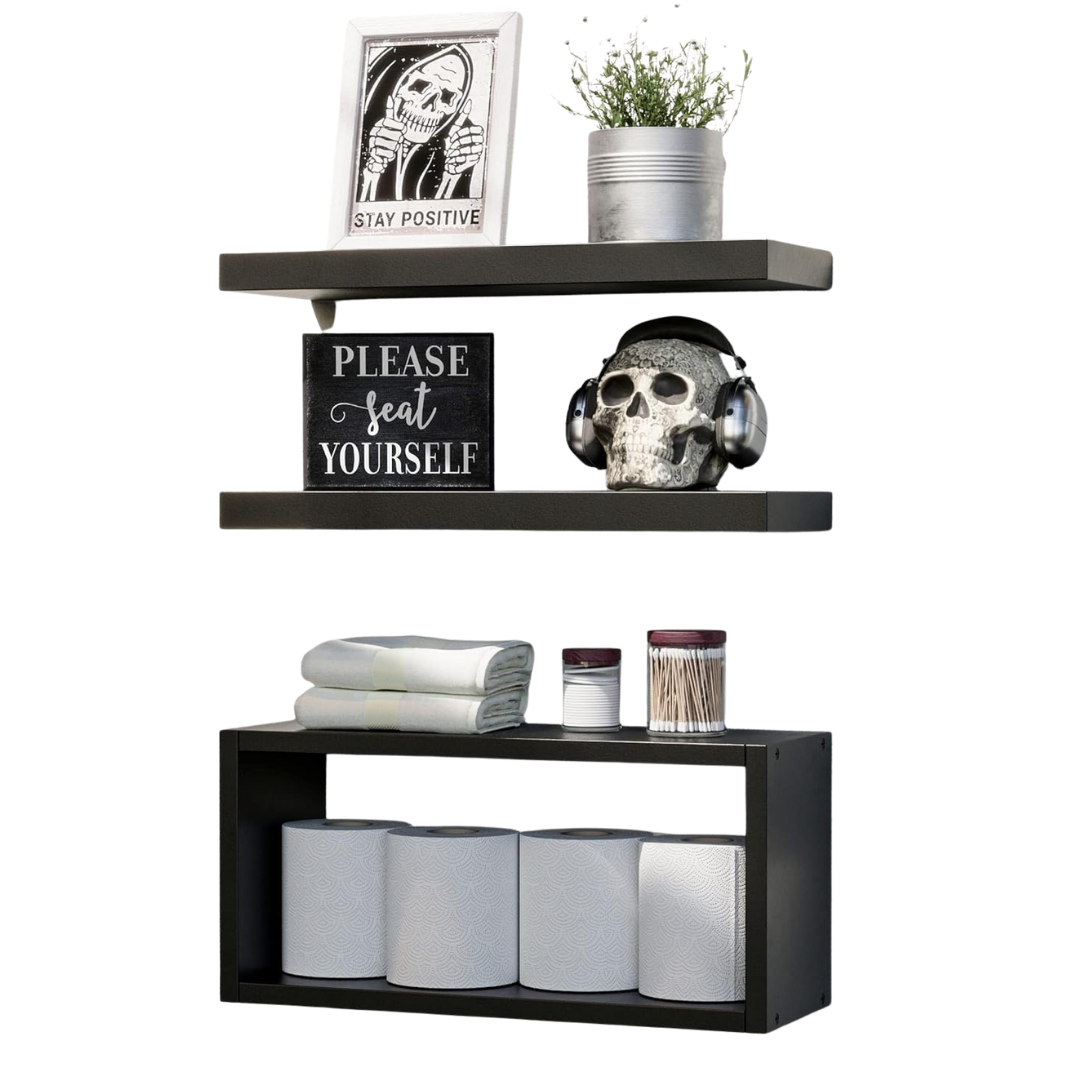Set Of 3 Wall Decor Modern Bathroom Floating Shelves