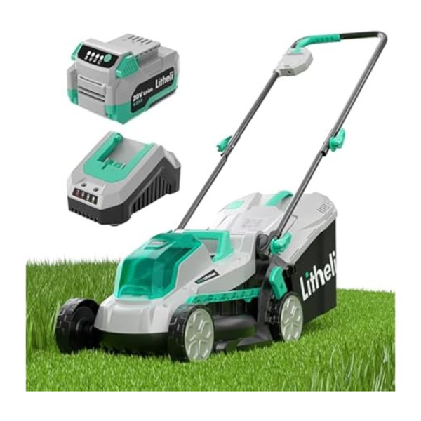 Litheli 13" 20V Electric Cordless Lawn Mower w/ 4Ah Battery & Charger