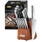 15-Piece McCook German Stainless Steel Kitchen Knife Block Sets