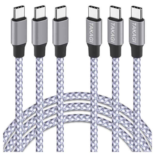 3-Pack 60W 3Ft Nylon Braided Data Sync USB Cables