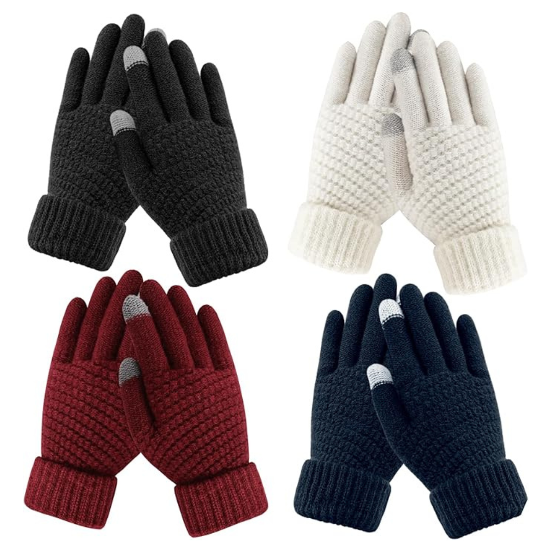 4-Pairs Women's Warm Soft Touchscreen Winter Gloves