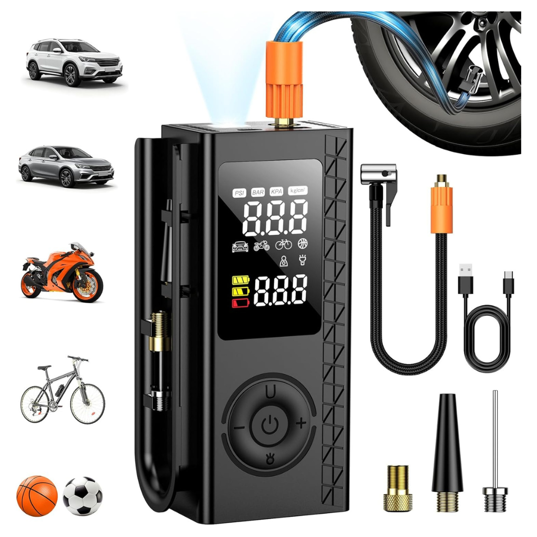 Tire Inflator Portable Cordless Air Compressor W/ Pressure Gauge