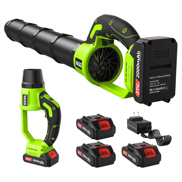 Electric Cordless Leaf Blower 3 x 21V Batteries & Charger Set
