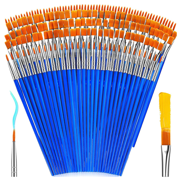 162-Pieces Round Flat Tip Acrylic Paint Brushes