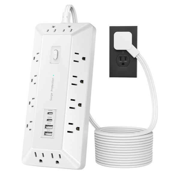 Inhwatek Surge Protector Power Strip With USB PD 20W And Flat Plug