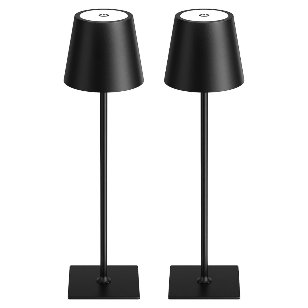 2-Pack 5000mAh Rechargeable 3 Colors Stepless Dimmable Table Lamp