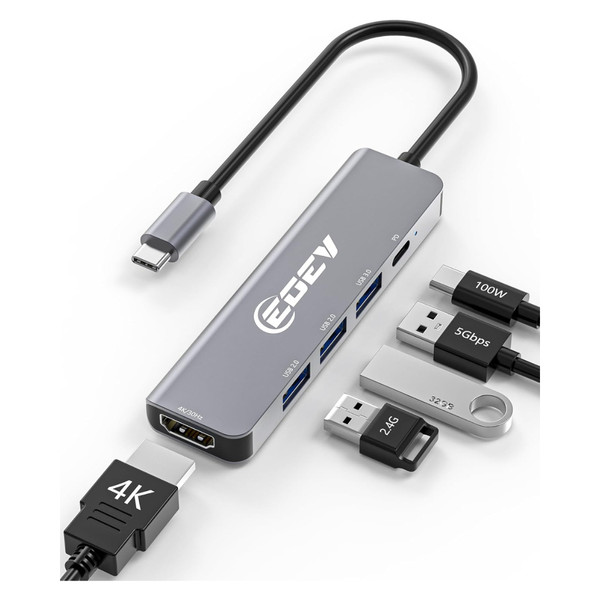 5-in-1 EOEV USB C Hub with HDMI 4K and 100W PD Charging