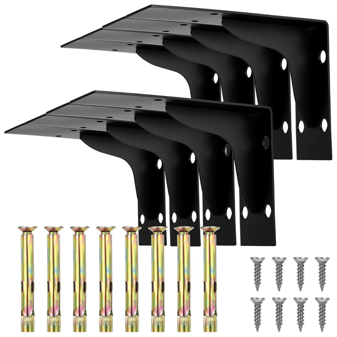 8-Pack 6"x 4" Heavy Duty L Shelf Brackets with Beam