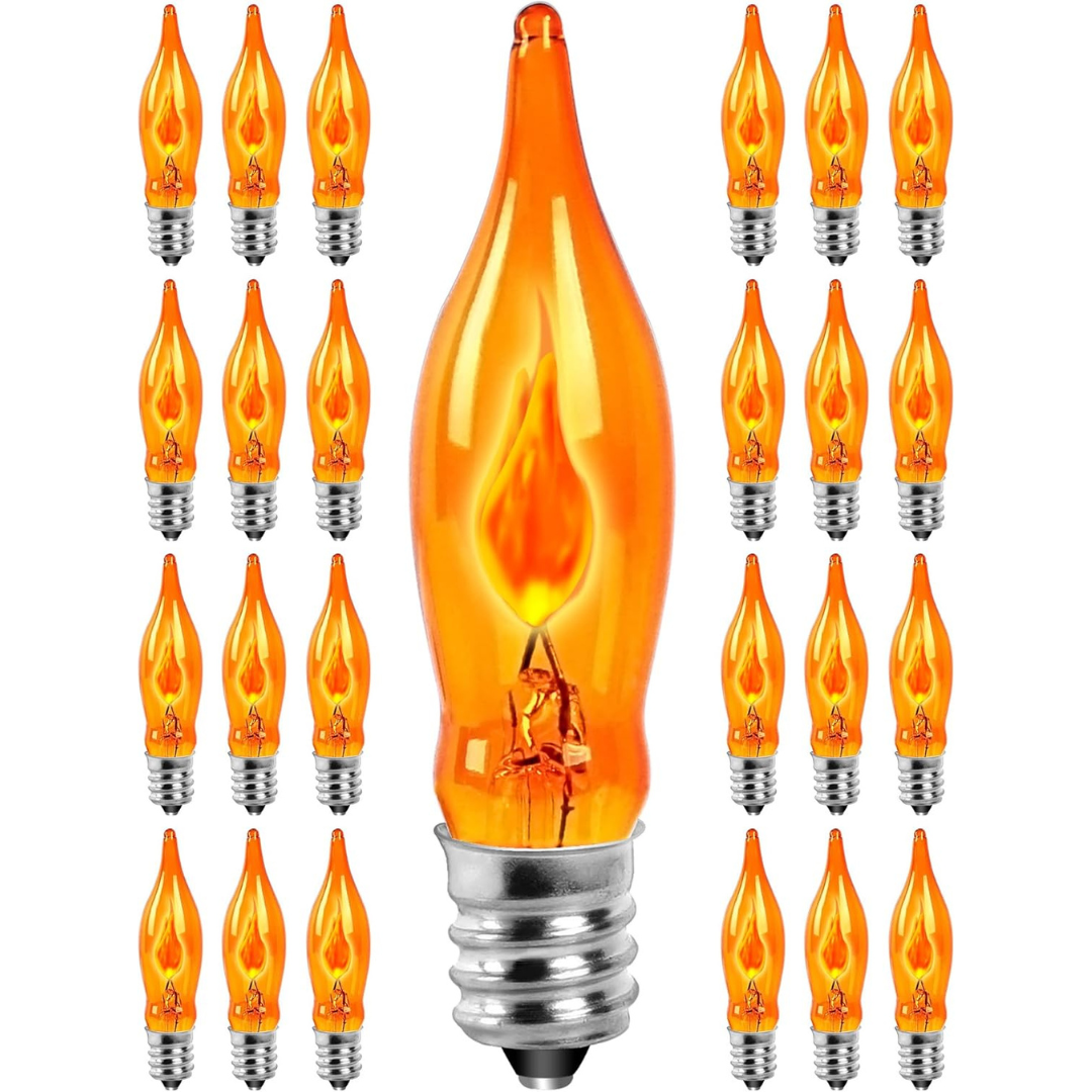 25-Pack Adirxon Amber Flame Light Bulbs