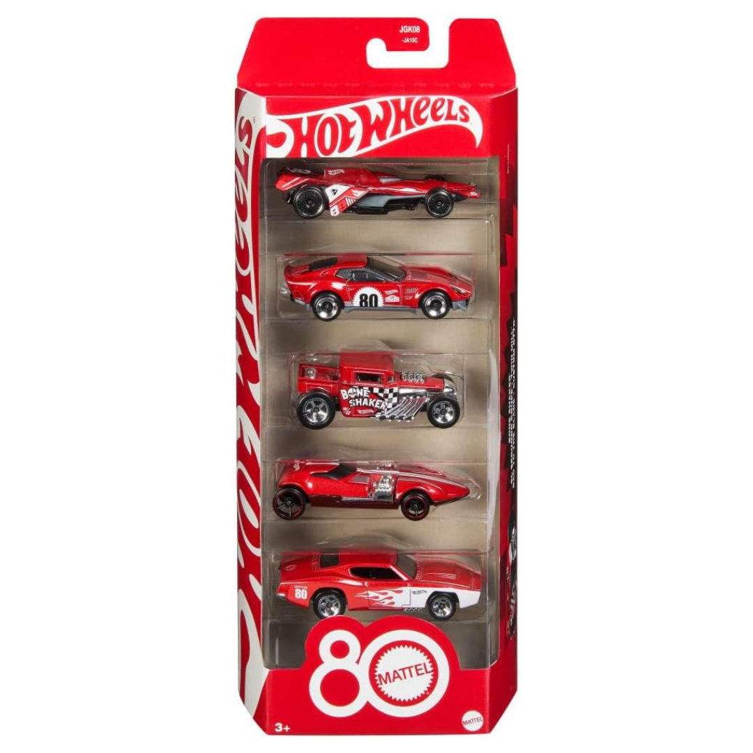5-Pack Hot Wheels 80th Anniversary Cars Toys