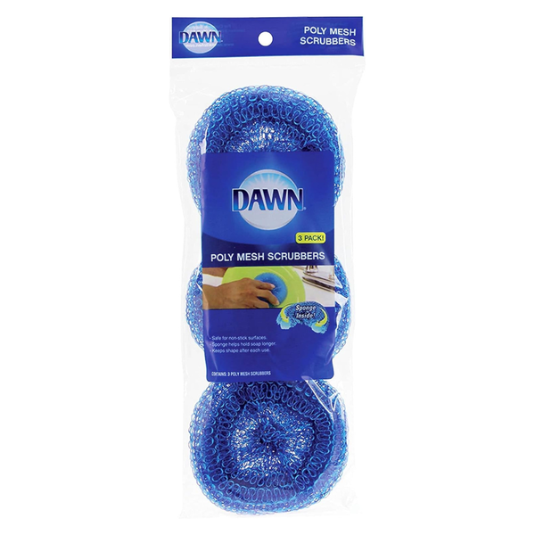 3-Pack Dawn Non-Scratch Poly Mesh Round Scrubber Sponges