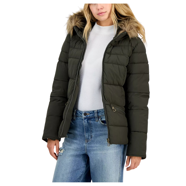 Maralyn & Me Juniors' Faux-Fur Hooded Puffer Coat