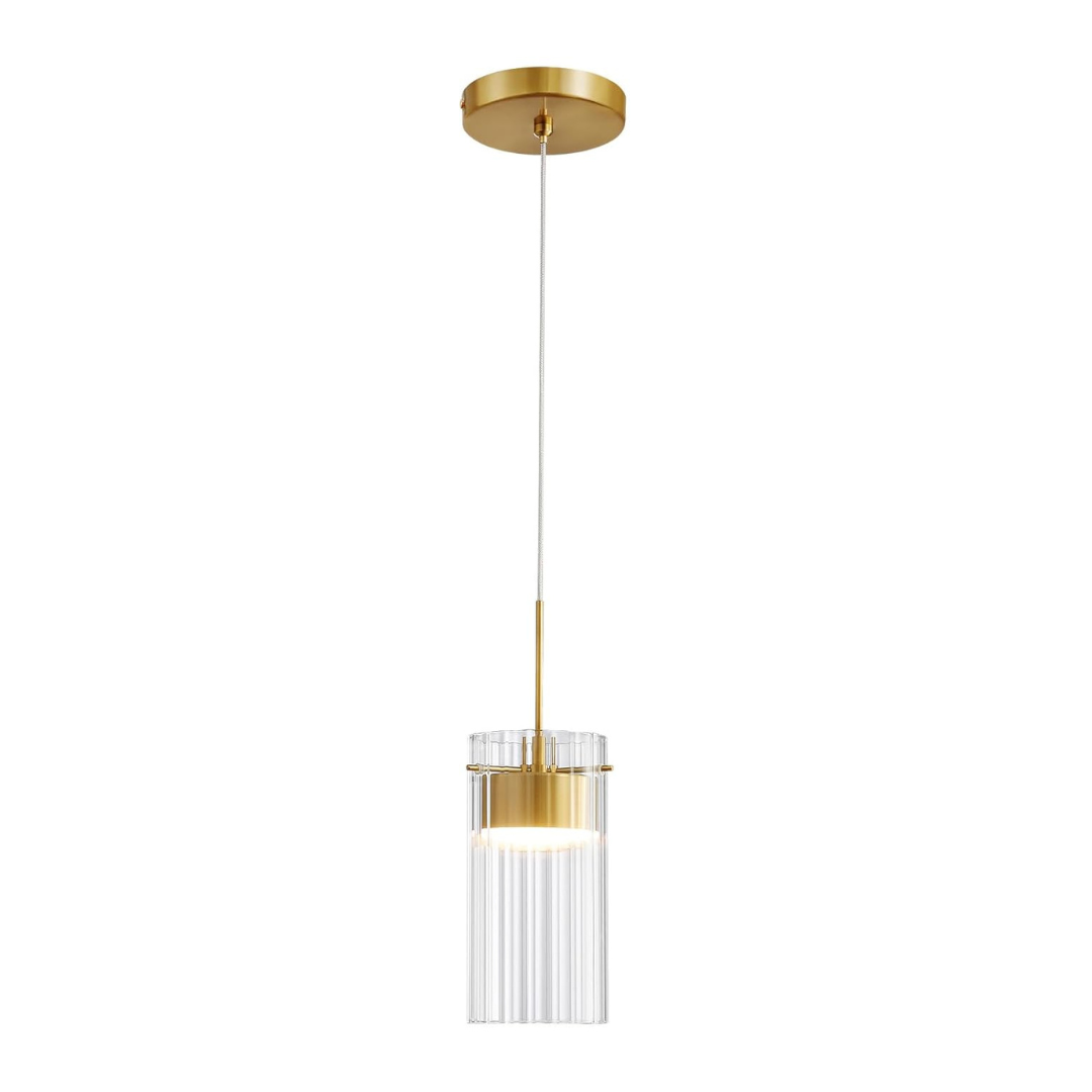 Modern Brushed Gold Pendant Light With LED Adjustable Hanging