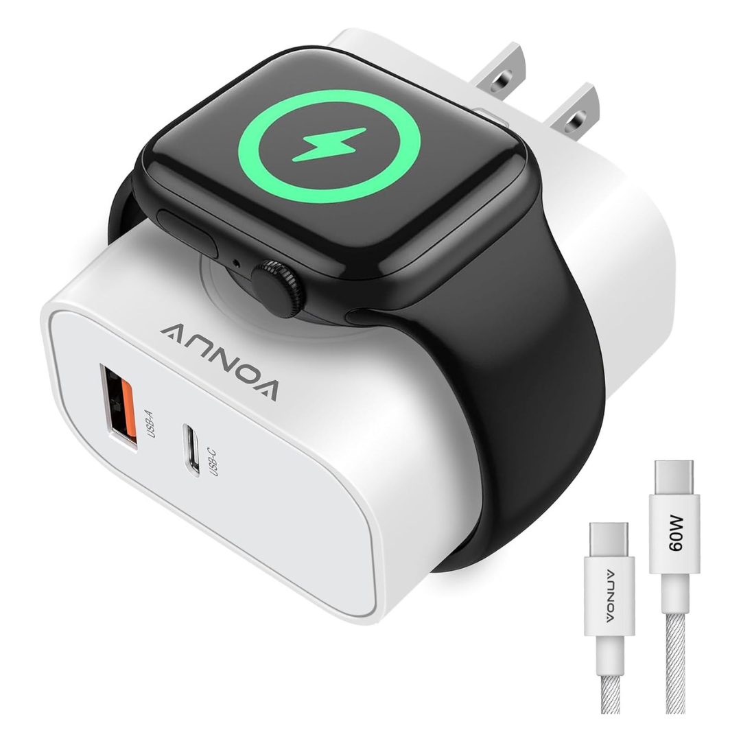 3-In-1 20W USB-C & 18W USB-A Charger W/ Magnetic iWatch Charger
