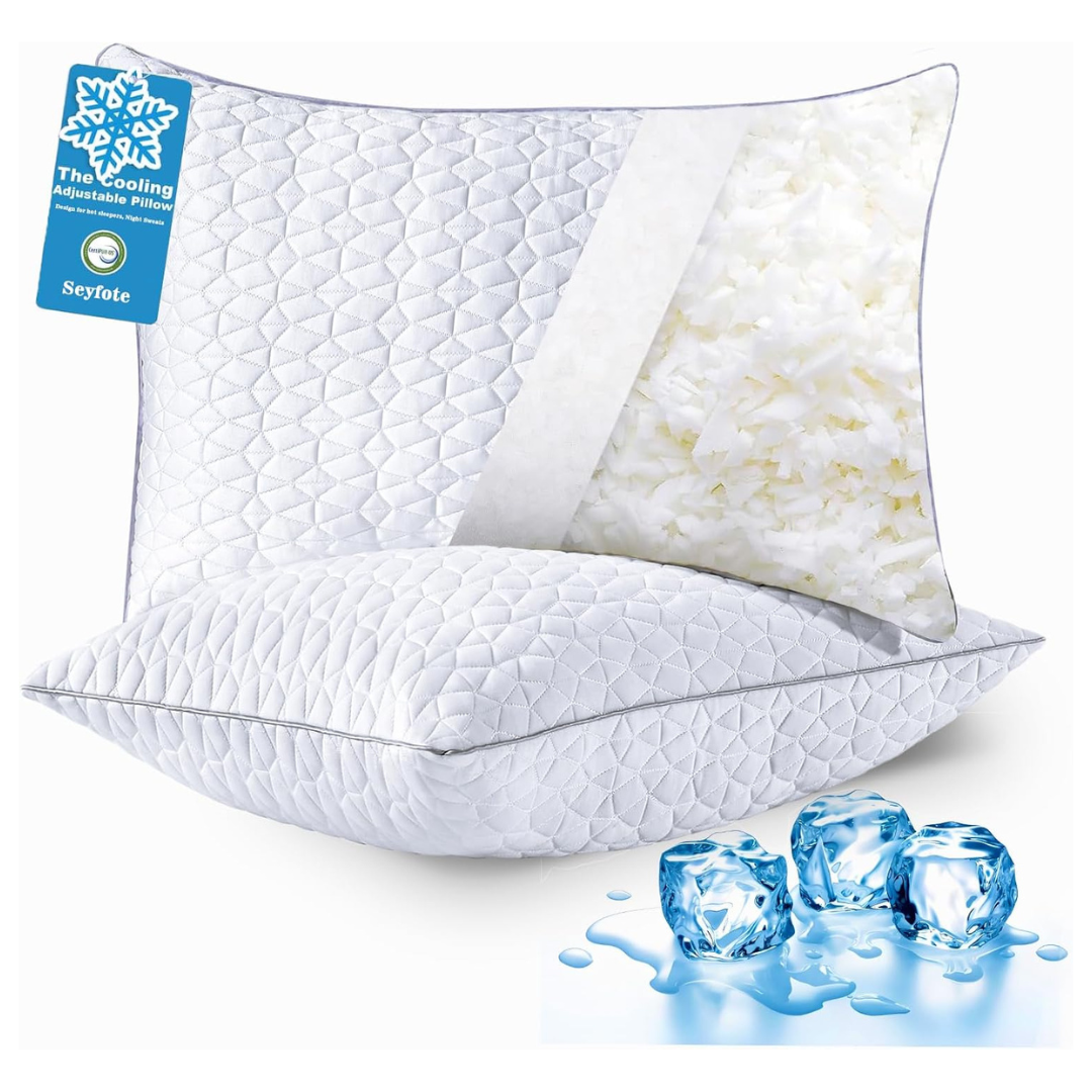 2-Pack 20" x 26" Standard Shredded Memory Foam Cooling Pillows