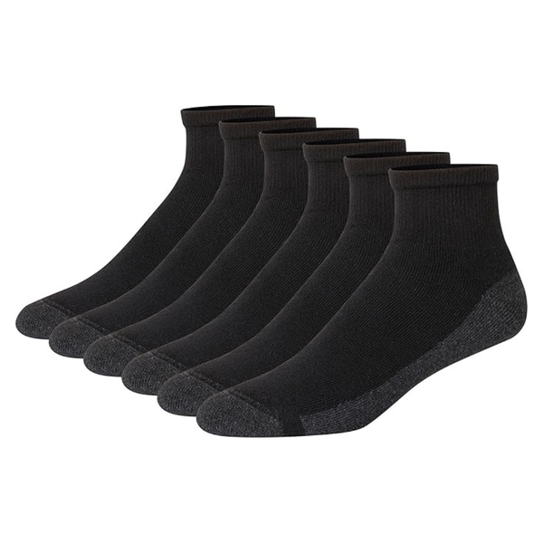 6-Pack Hanes Men's Max Cushioned Ankle Socks (6-12, Black/Grey)